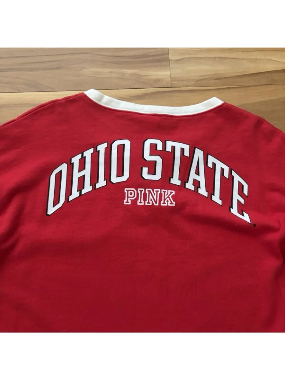 PINK Victoria's Secret Women’s Small Red Ohio State Buckeyes Cropped Sweatshirt - Picture 9 of 11
